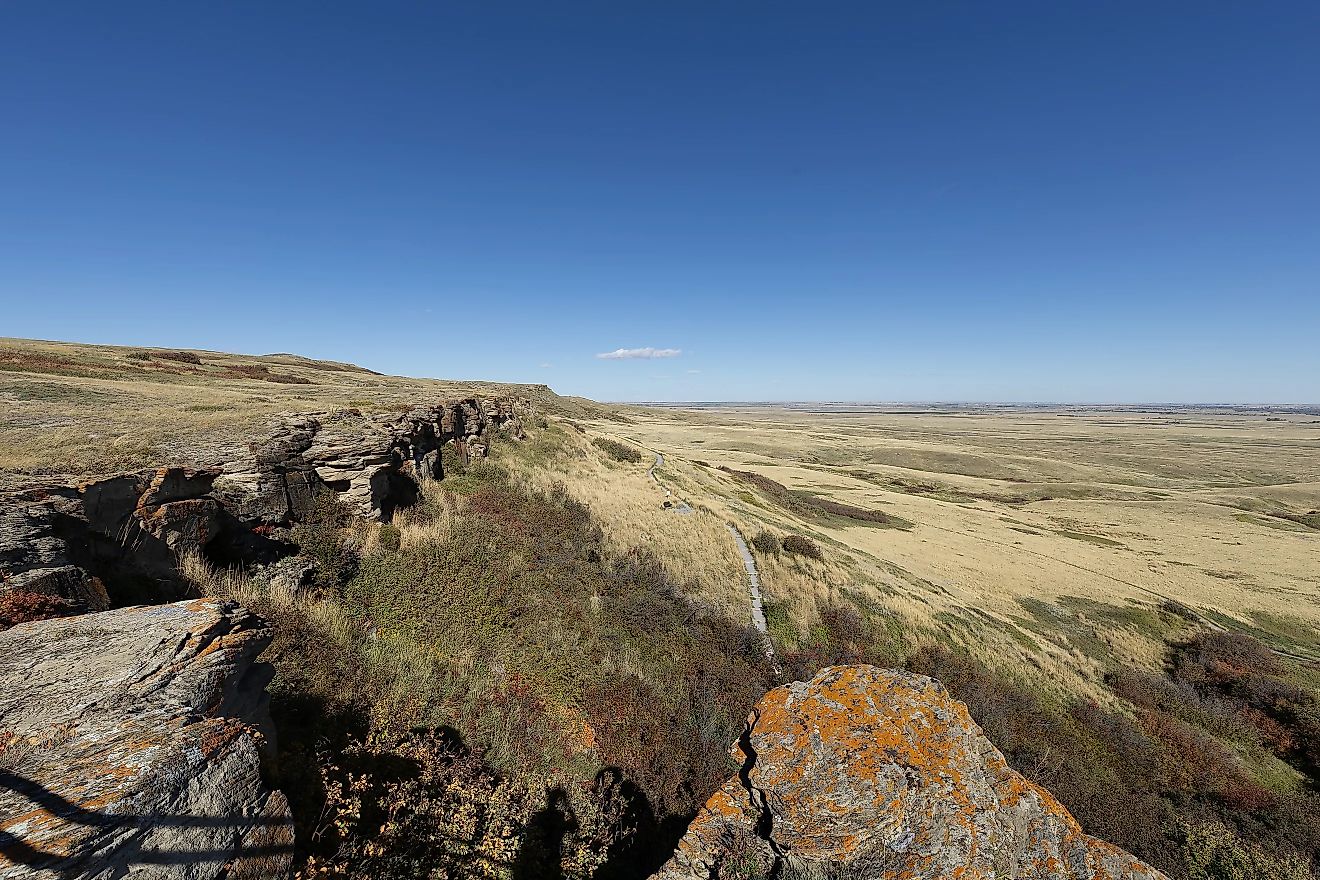 View from the view deck atop Head-Smashed-In Buffalo Jump