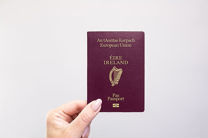 Close-up of an Irish passport