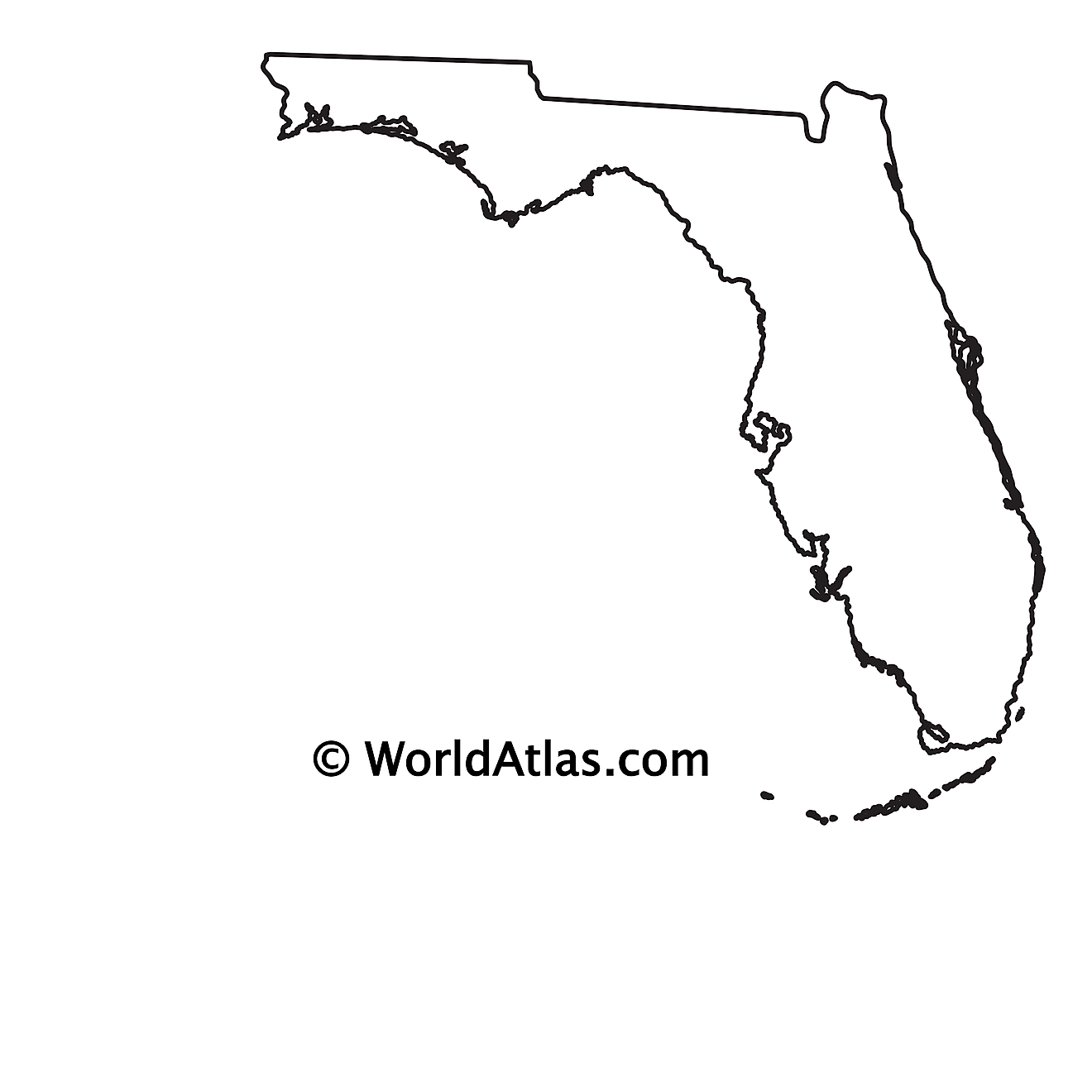 Blank Outline Map of Florida