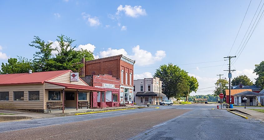 The old business district on Main Street Elizabethtown, Illinois