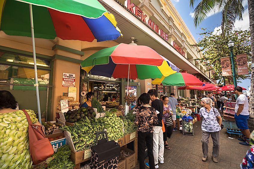 Chinatown market district in Honolulu, Oahu, Hawaii