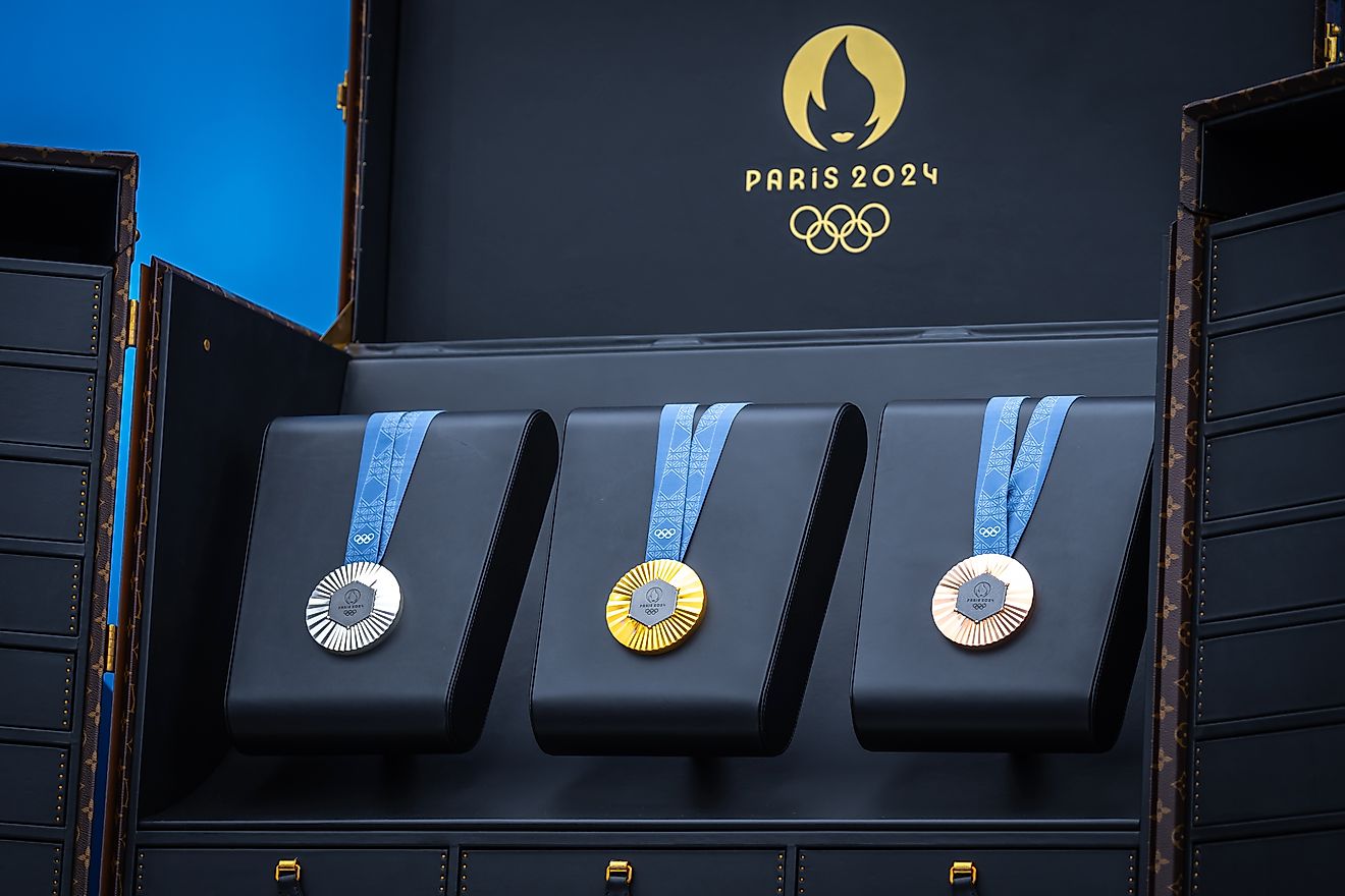 Medals of the Paris 2024 Olympic Games at the Champions Park. Image by ProPhoto1234 via Shutterstock.com