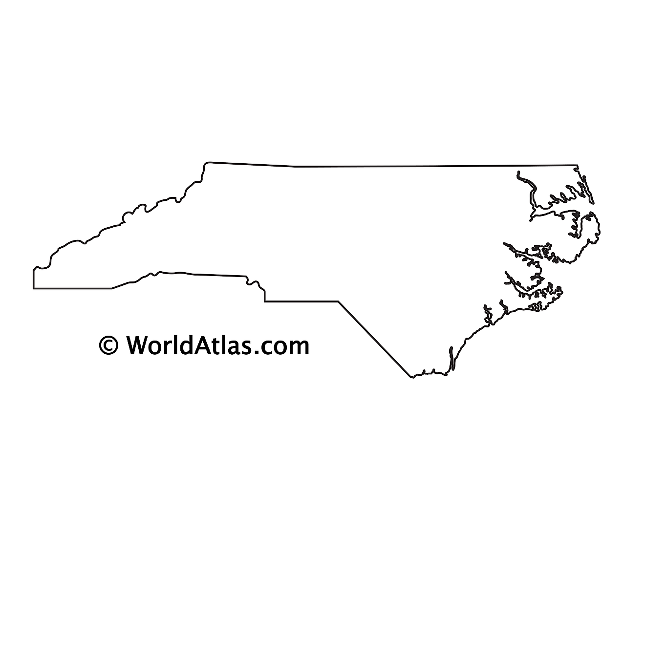 Blank Outline Map of North Carolina