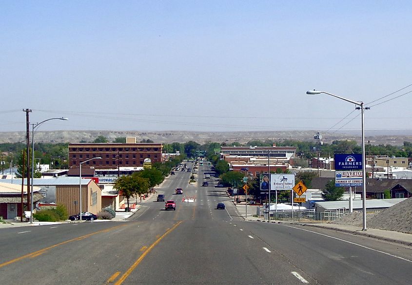 West Main Street in Riverton, Wyoming.