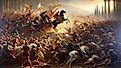 Oil painting artistic image of rebellion army roman against roman army