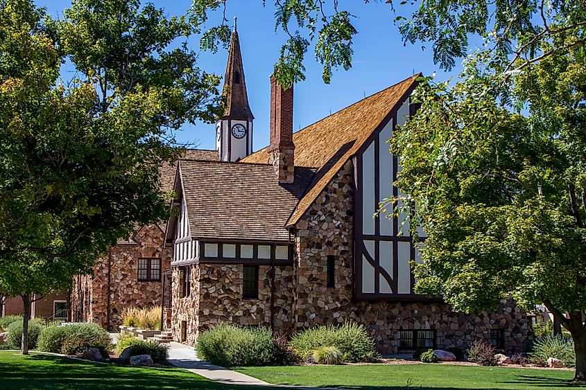 A historic church in the town of Cedar City, Utah.