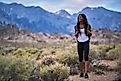  female hiker at alabama hills park