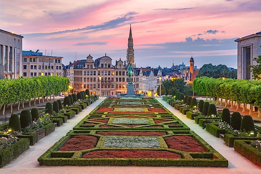 Brussels City Hall and Mont des Arts area at sunset in Brussels, Belgium. Image credit kavalenkava via Shutterstock.