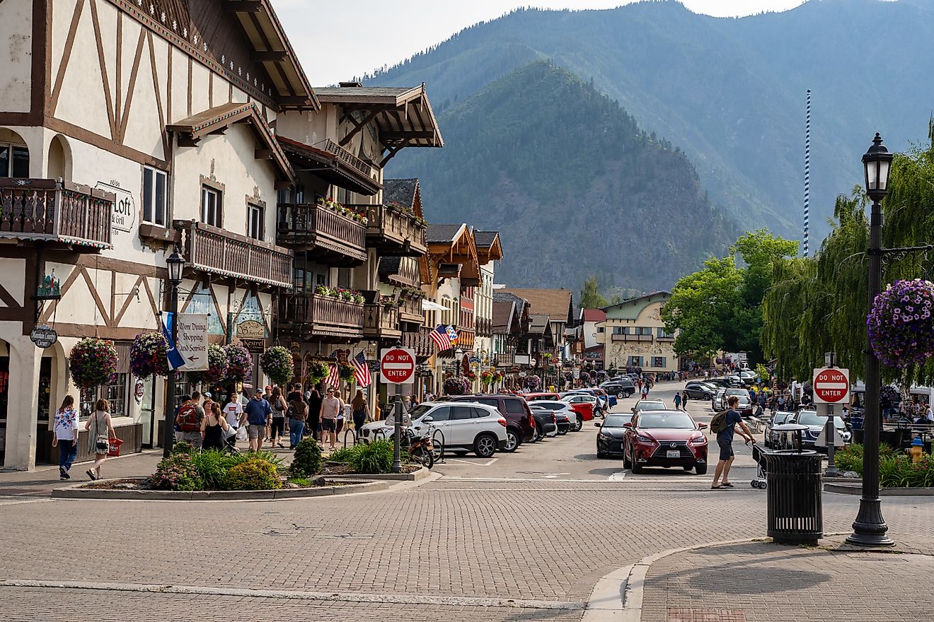 Bavarian-style buildings in the town of Leavenworth, Washington. Editorial credit: melissamn / Shutterstock.com