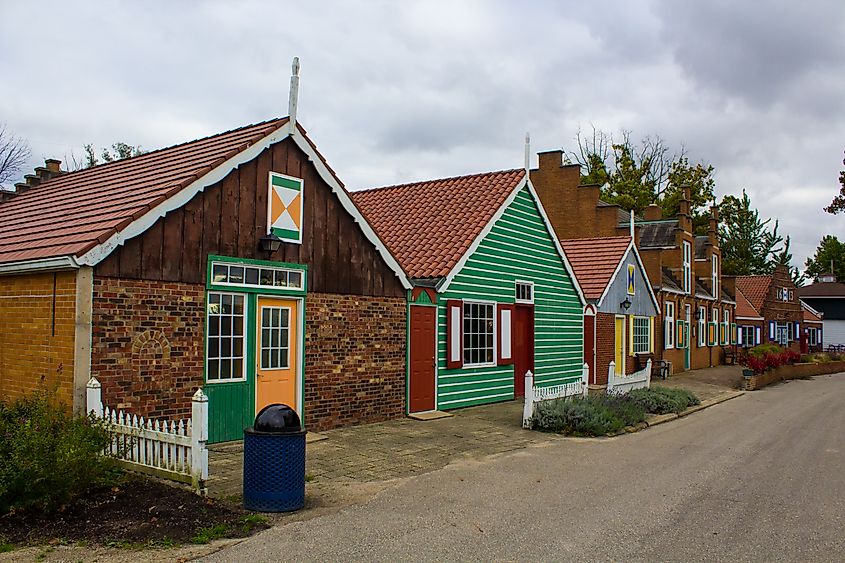 A Dutch street at Windmill Island Gardens in Holland. Editorial credit: RonaldL / Shutterstock.com