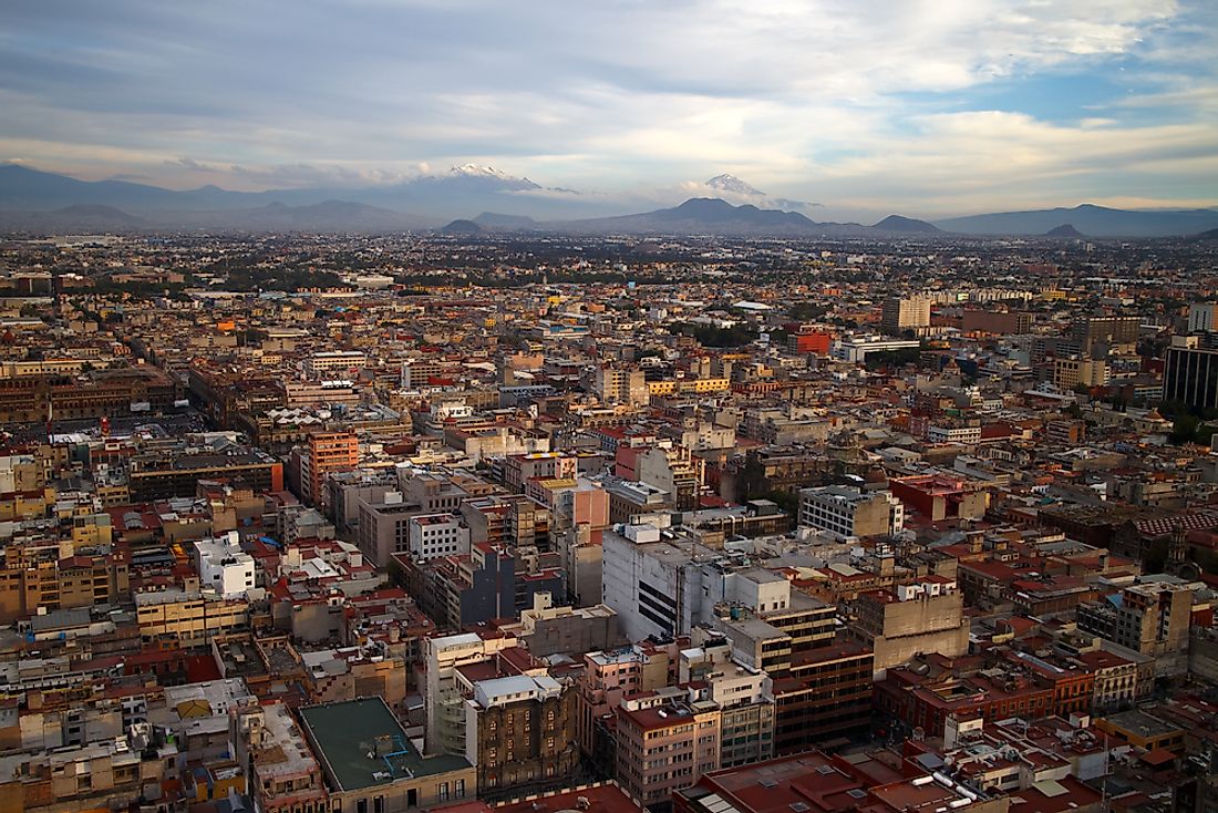 Mexico City as it sprawls out across the Valley of Mexico.