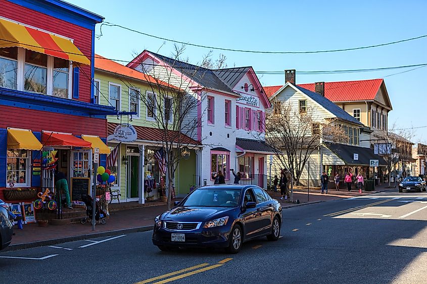 Main street of St. Michaels, Maryland.