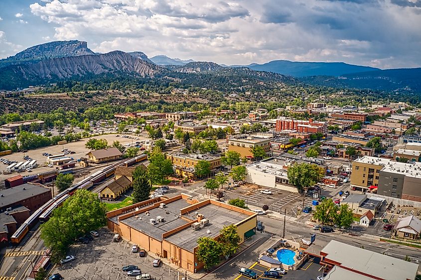 Aerial view of Durango in Colorado.