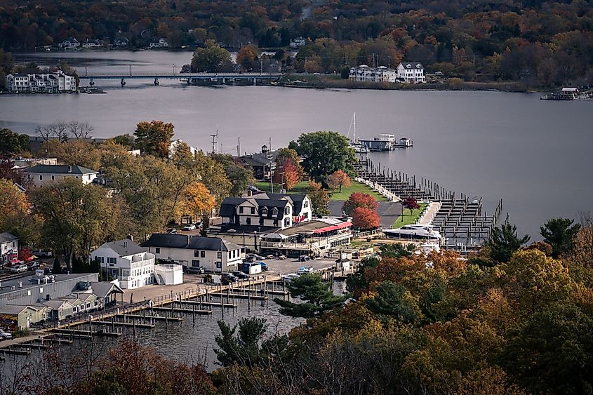 Aerial view of Saugatuck, Michigan.