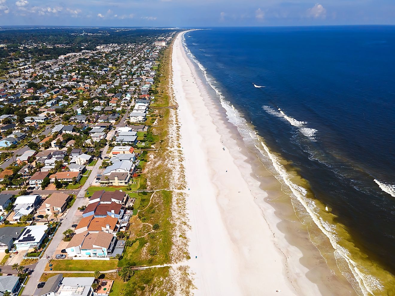 Aerial view of the coastline near Atlantic Beach in Florida.