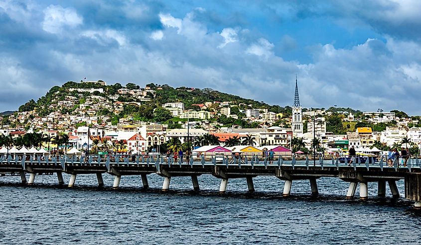 A bridge against the beautiful cityscape of Georgetown in Guyana