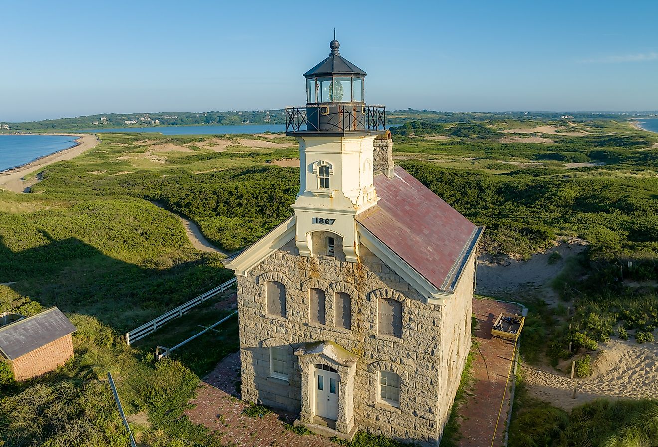 Late afternoon summer photo of the North Lighthouse, New Shoreham, Block Island, Rhode Island.