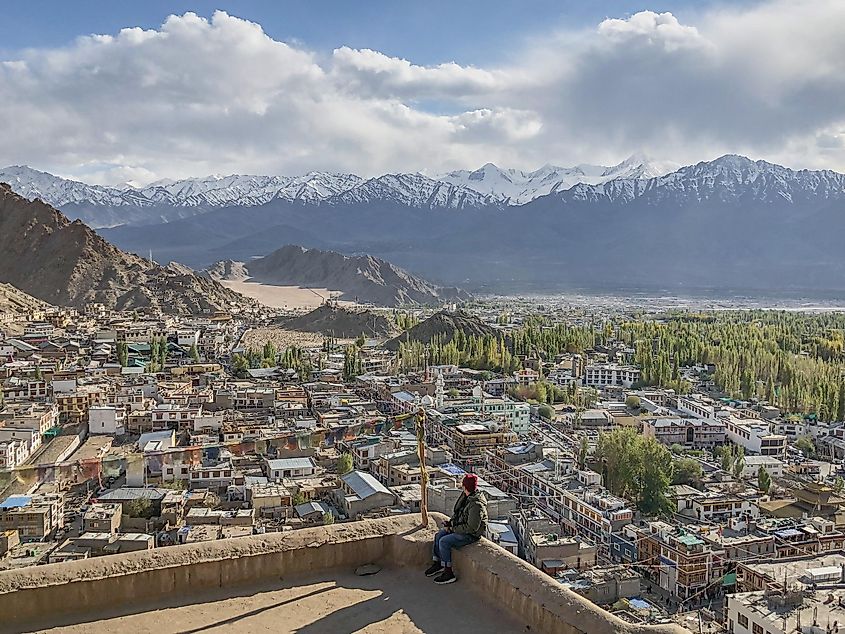 A beautiful Himalayan Mountain View from Leh Palace, Ladakh India