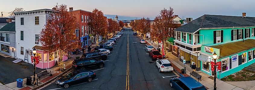 Havre De Grace city illuminated by the golden light of dusk