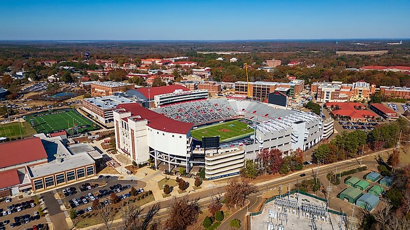 Vaught Hemingway Stadium on the Ole Miss campus in Oxford, Mississippi