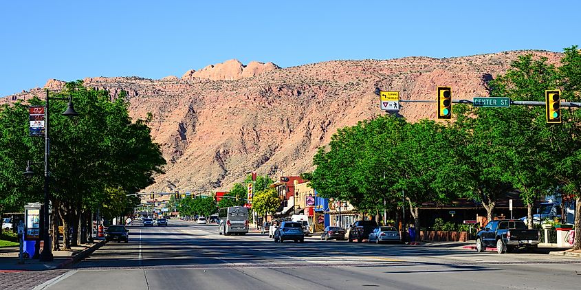 Street view in the town of Moab, Utah.