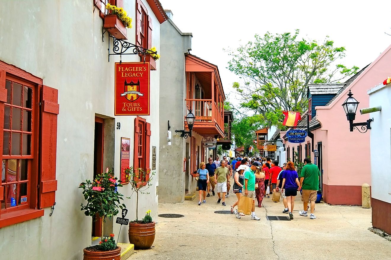 St George shopping district in the Historic St. Augustine Florida the oldest city in America, via Dennis MacDonald / Shutterstock.com