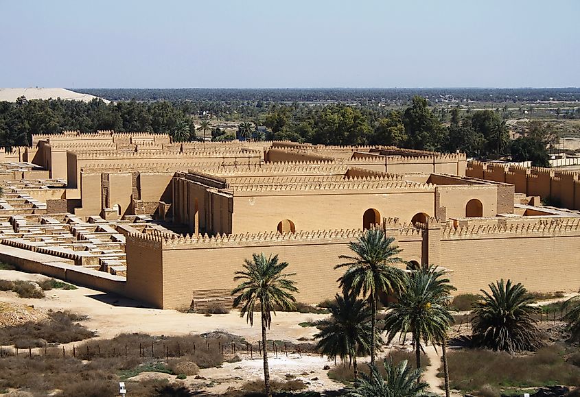 The restored ruins of ancient Babylon in Iraq