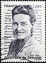 Simone de Beauvoir portrait on postage stamp. Image by spatuletail via Shutterstock.com