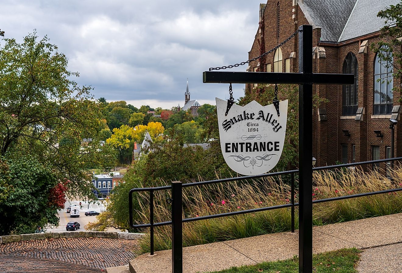 Entrance to Snake Alley in Burlington, Iowa.