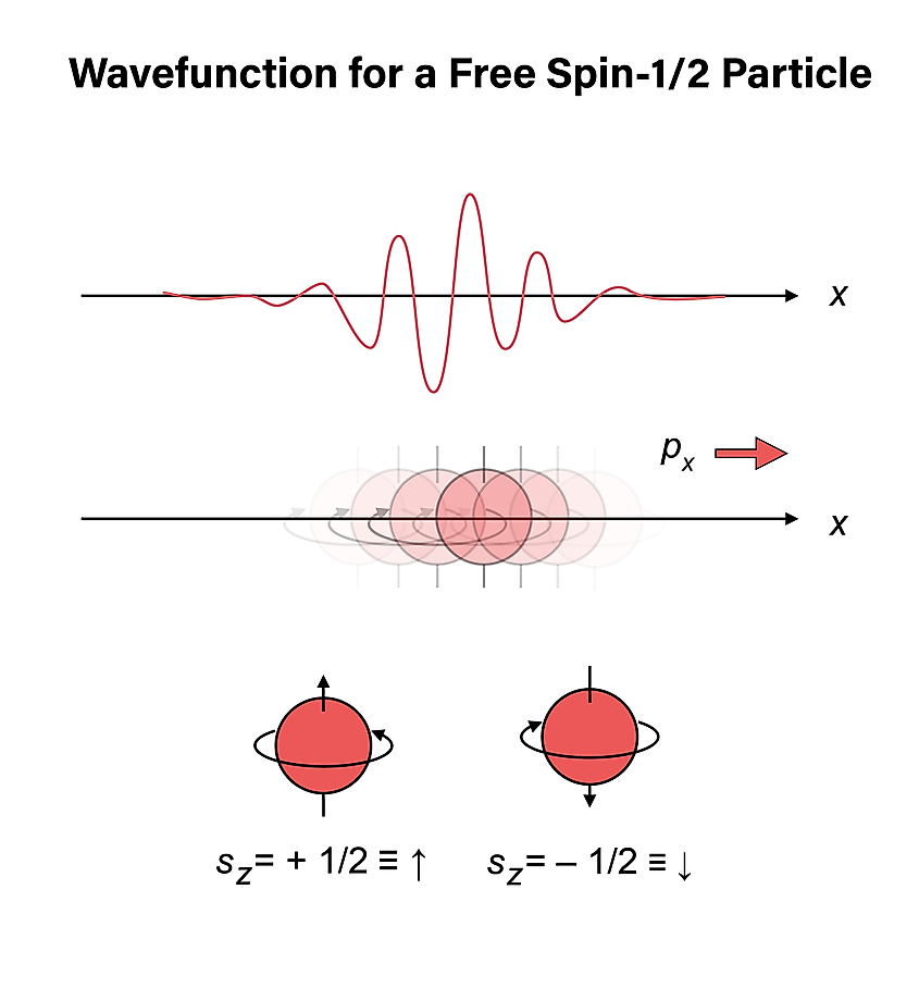 The wavefunction of a particle with spin-1/2