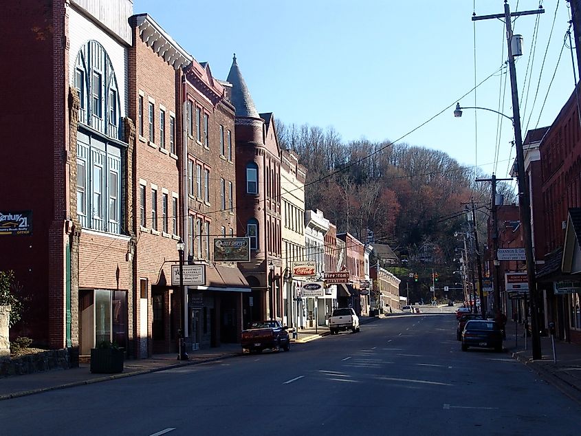 Downtown Weston, West Virginia, viewed from Route 19 heading south